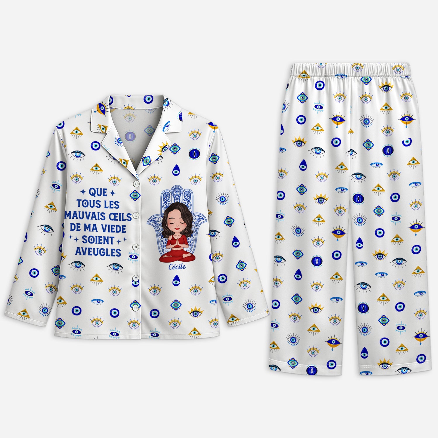 5980VFR1 pyjama personnalise femme la vie est meilleure avec le yoga 5980vkvca