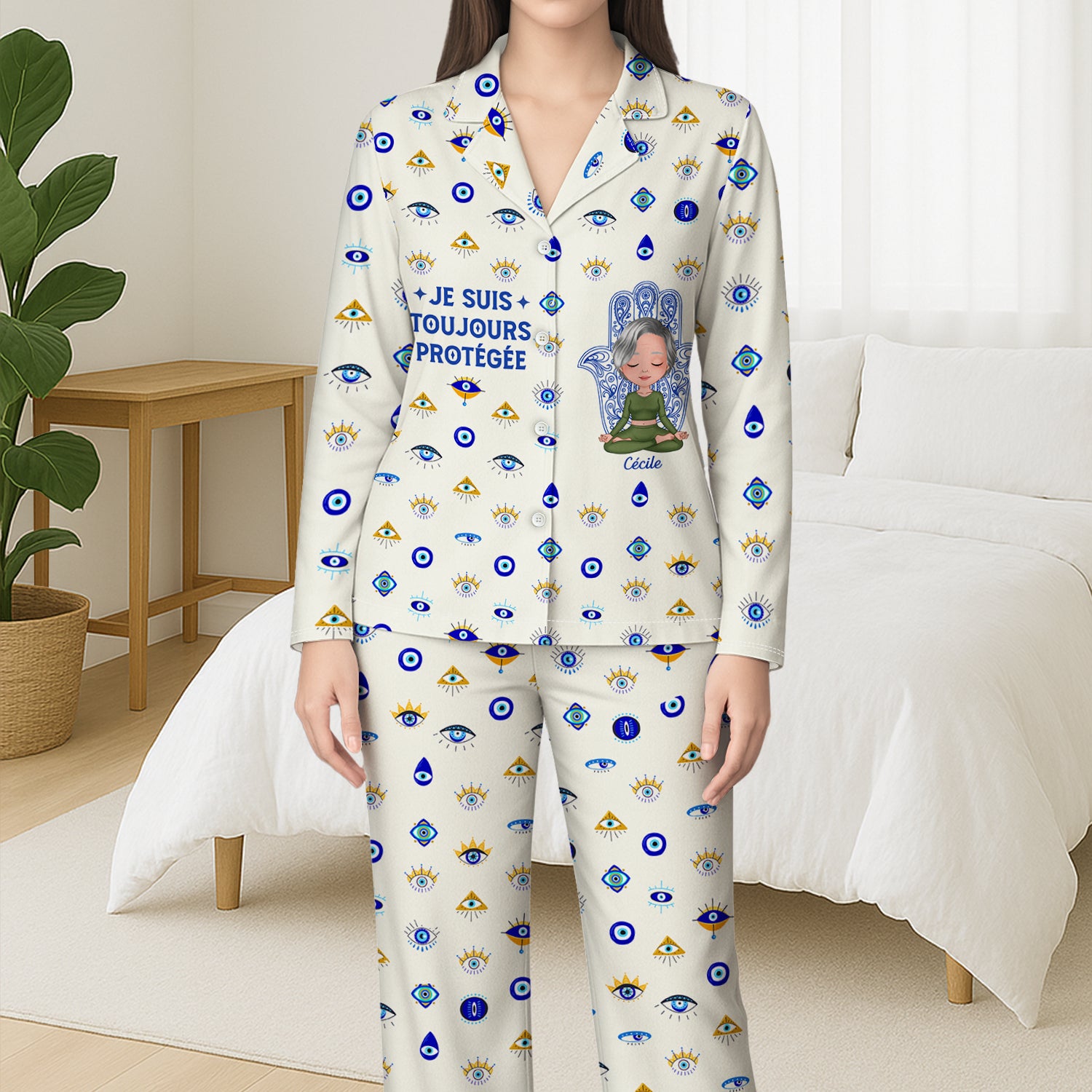 5980VFR3 pyjama personnalise femme la vie est meilleure avec le yoga 5980vkvca