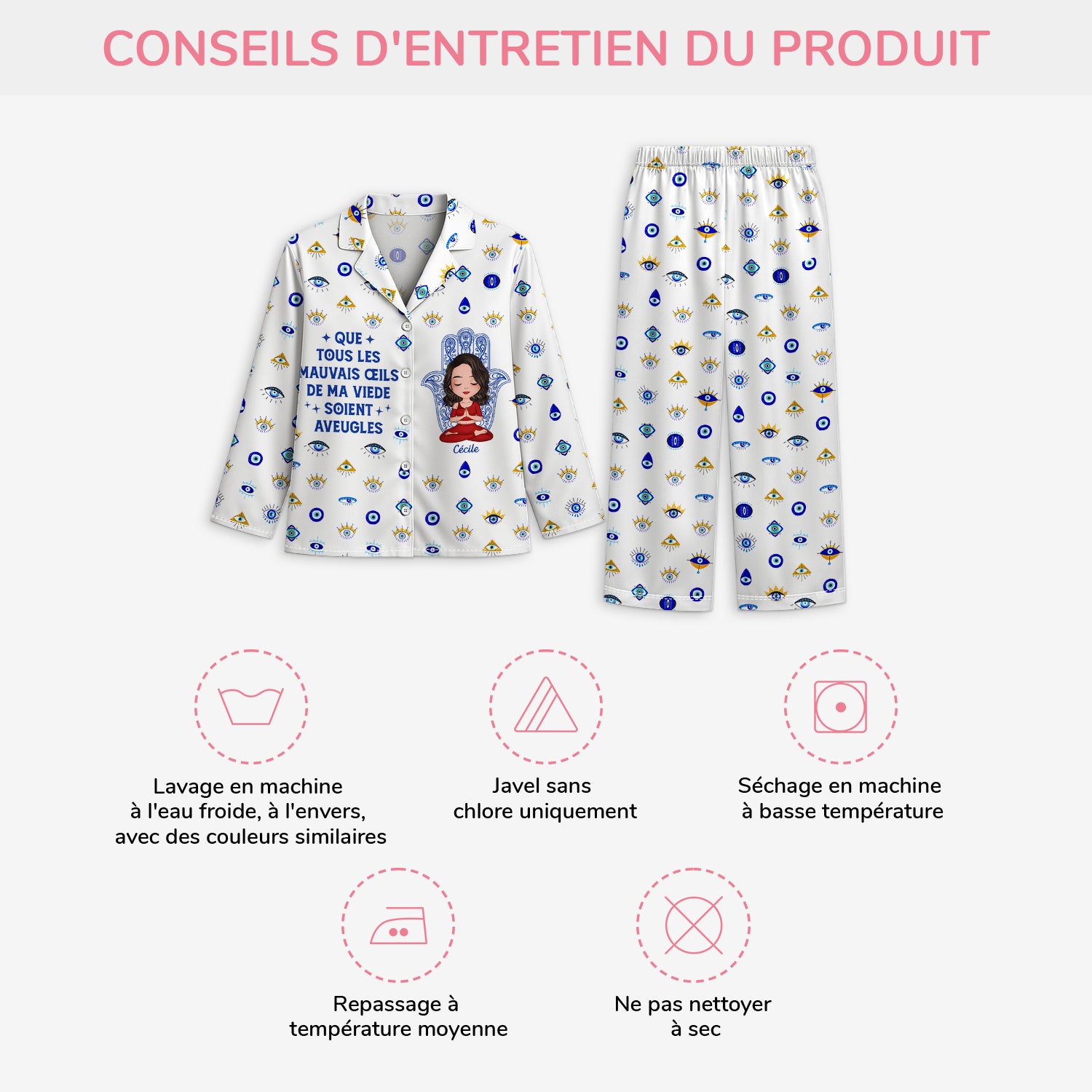 5980VFR4 pyjama personnalise femme la vie est meilleure avec le yoga 5980vkvca