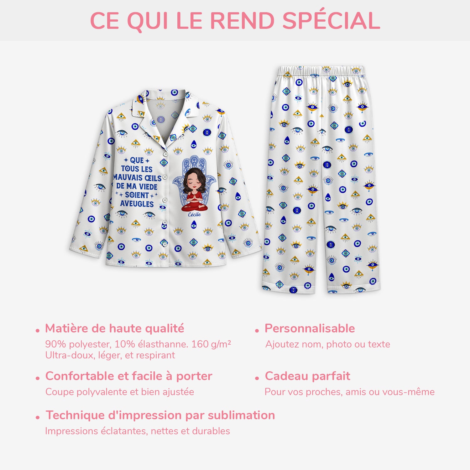 5980VFR5 pyjama personnalise femme la vie est meilleure avec le yoga 5980vkvca