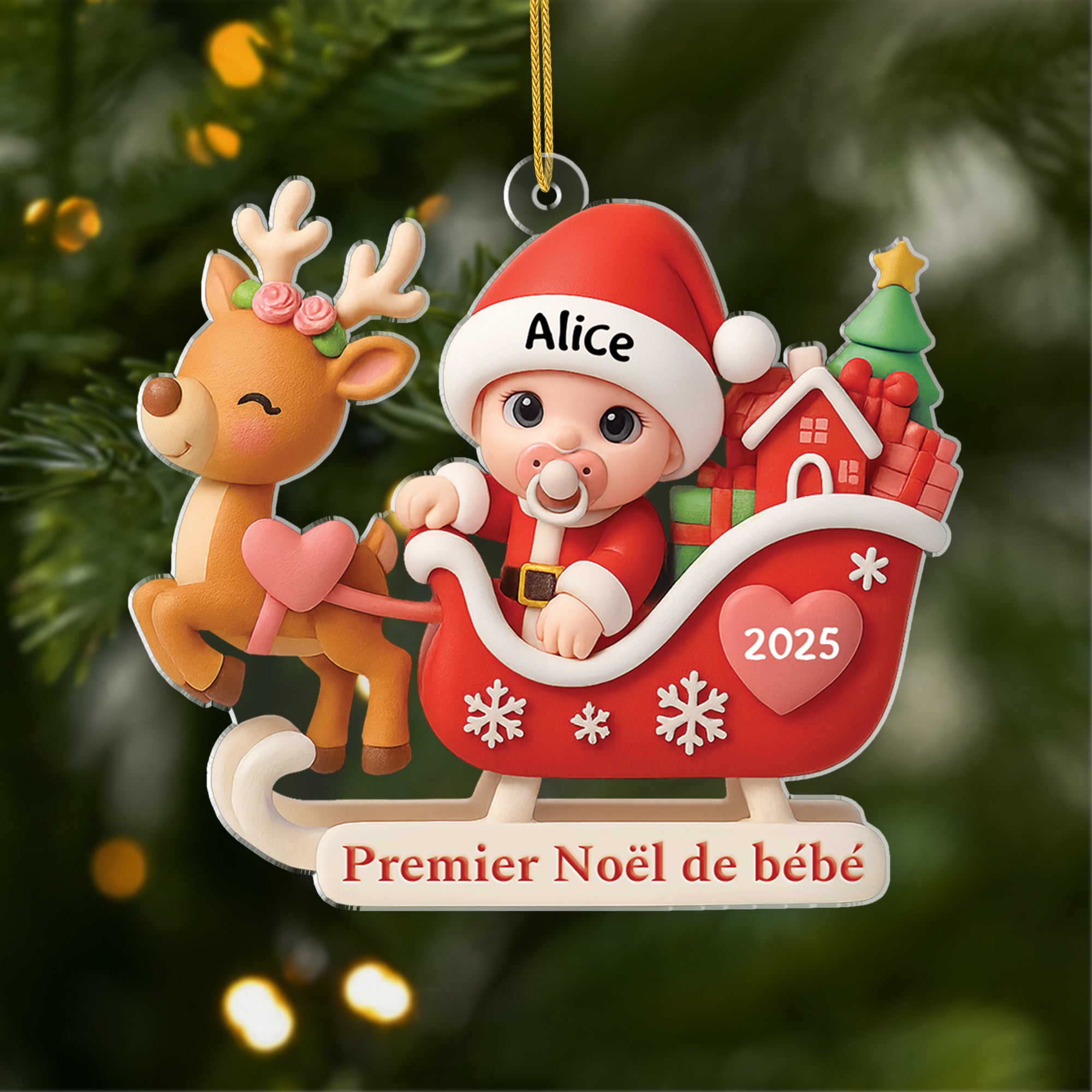 5989OFR1 ornement acrylique personnalise pour bebe effet dimpression 3d petit papa noel 5989o8vnk