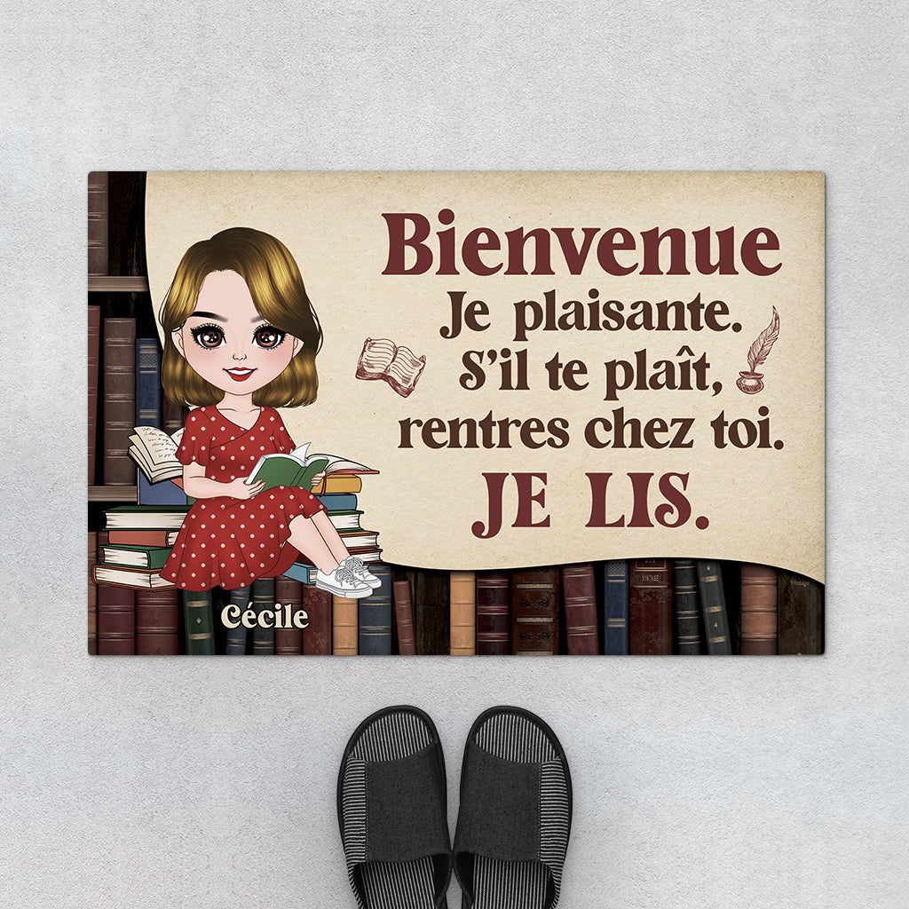 5998DFR1 paillasson personnalise pour fille qui aime les livres je plaisante je lis 5998d6mzd