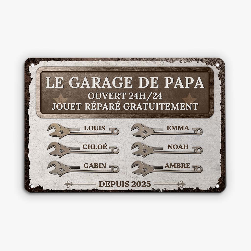 6001EFR1 plaque en metal personnalisee le garage de papy papa avec service gratuit 6001e6lnb_2