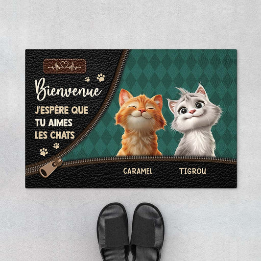 6002DFR1 paillasson personnalise jespere que tu aimes les chats 6002d6vad