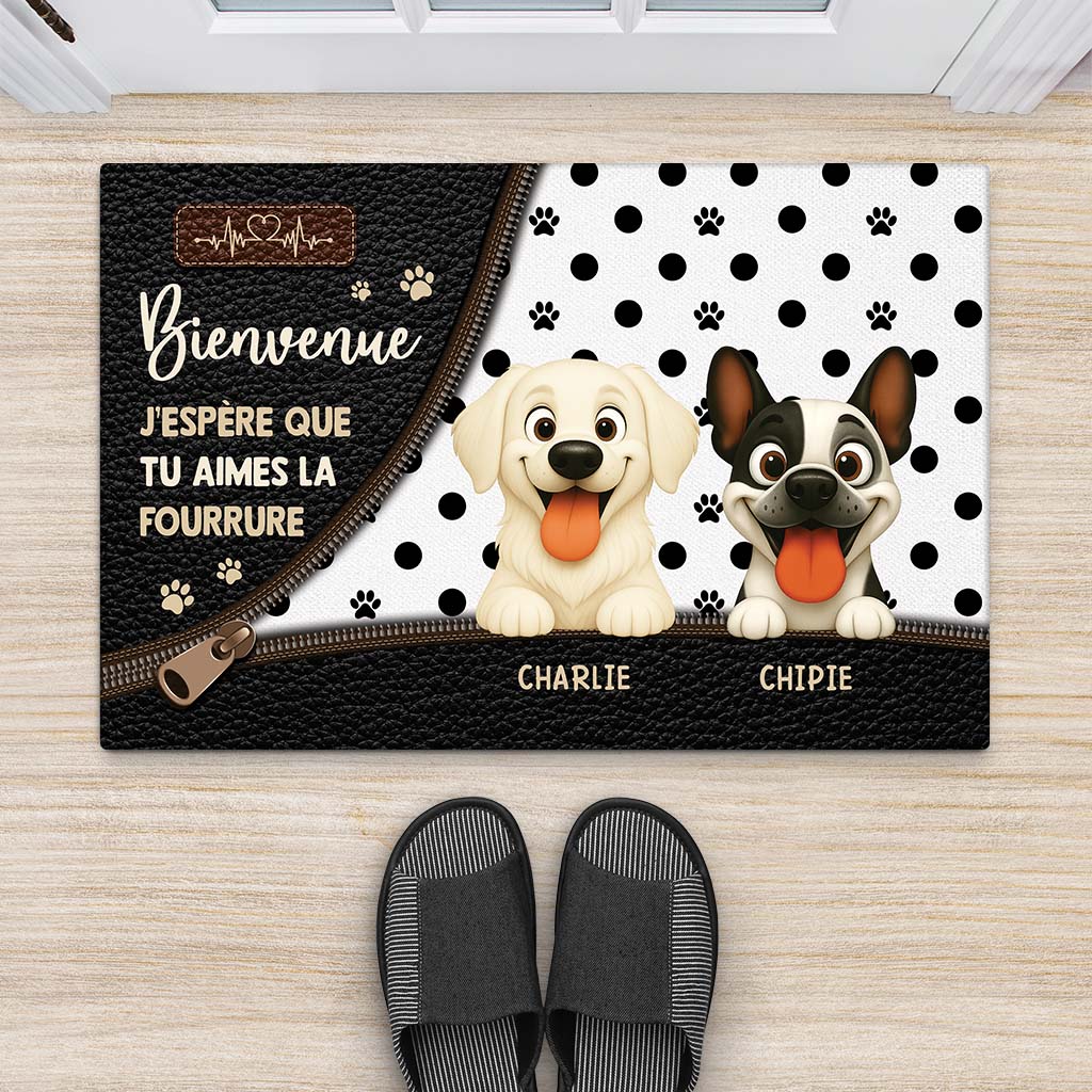 6002DFR2 paillasson personnalise jespere que tu aimes les chiens 6002d6vac