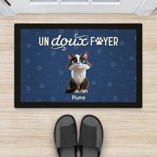 6005DFR2 paillasson personnalise chat notre doux foyer 6005d3vtd