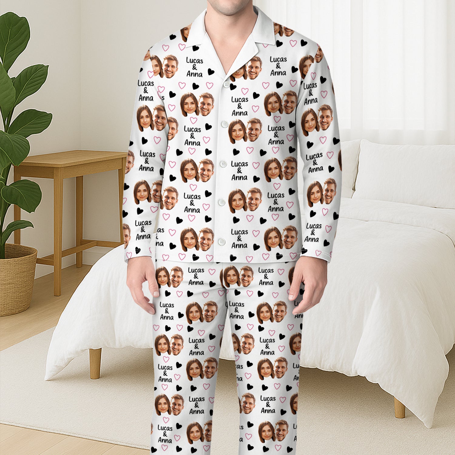 6008VFR3 pyjama personnalise couple avec photo notre amour 6008v8vcg