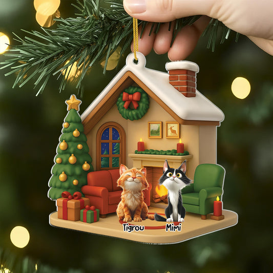6013OFR1 ornement acrylique personnalise avec chat salon de noel 6013o86ac2