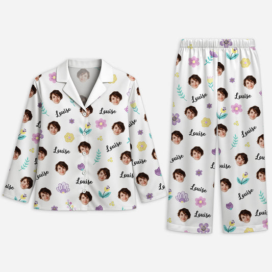 6014VFR1 pyjama personnalise femme avec photo des jolies fleurs 6014v3zta