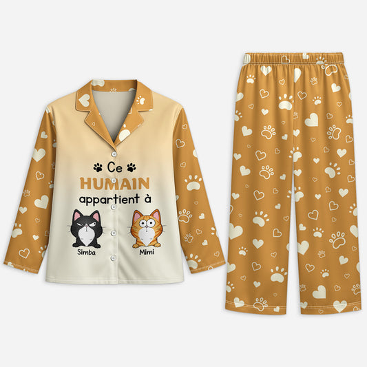 6015VFR1 pyjama personnalise avec chat cet humain appartient a 6015v3xcd