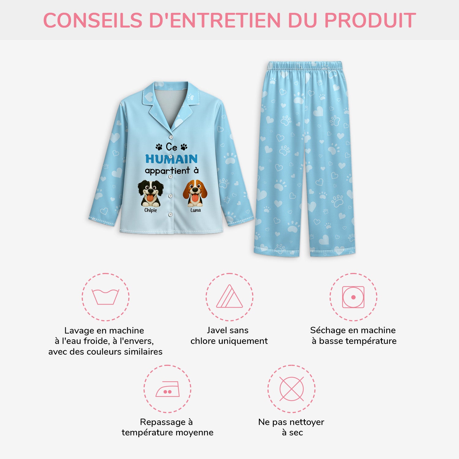 6015VFR4 pyjama personnalise avec chien cet humain appartient a 6015v3xcc