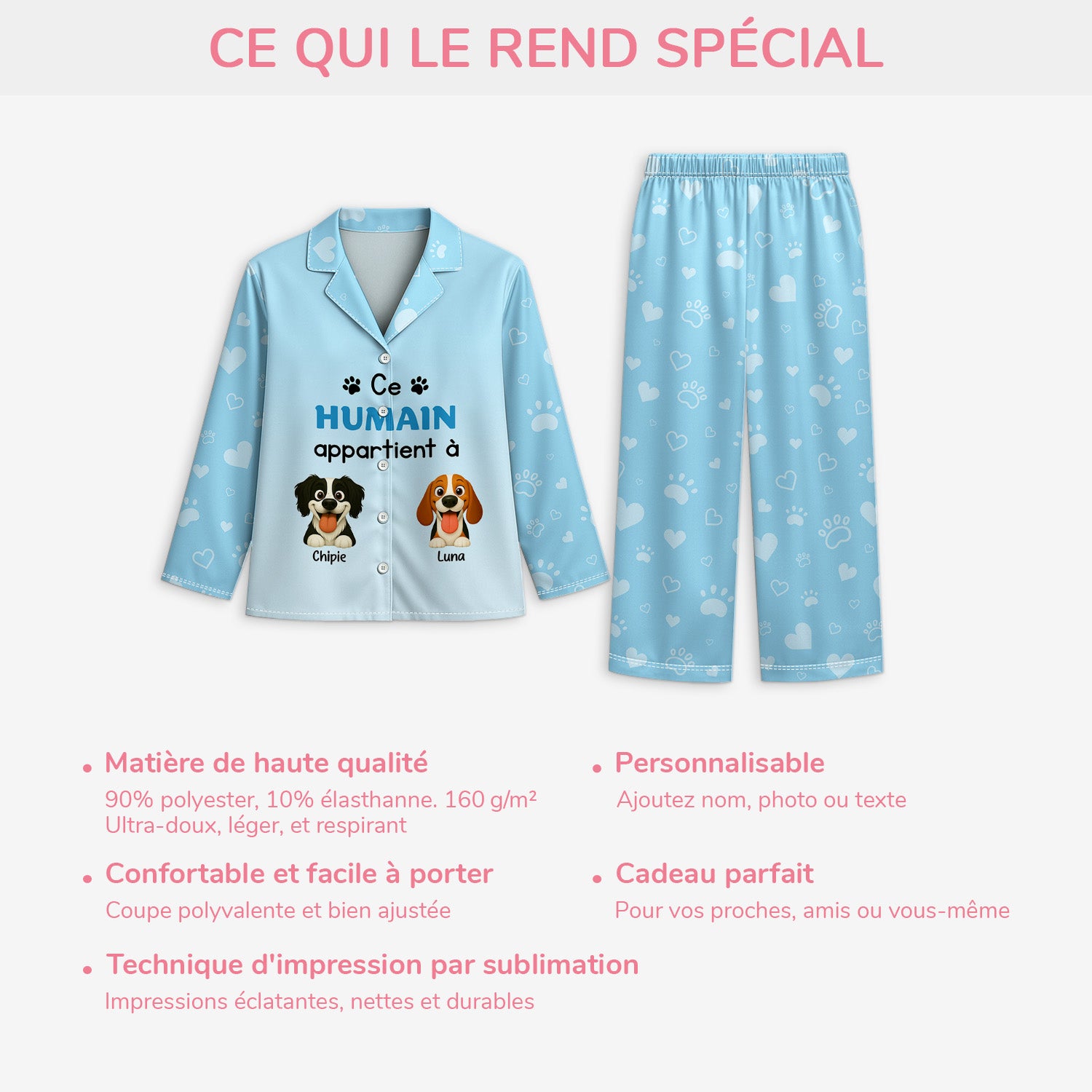 6015VFR5 pyjama personnalise avec chien cet humain appartient a 6015v3xcc