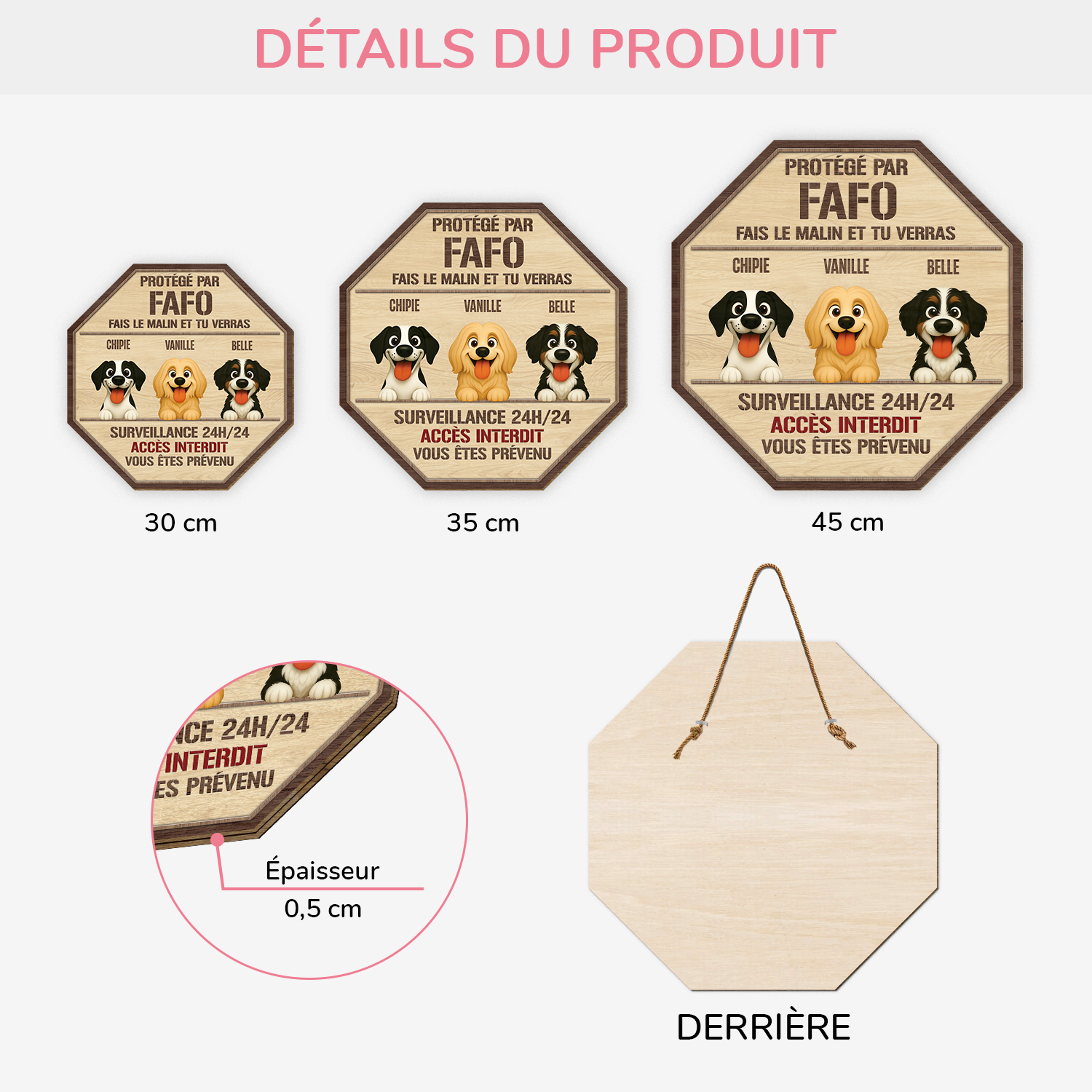 6021QFR3 plaque en bois personnalisee protege par le chien 6021qkt5c