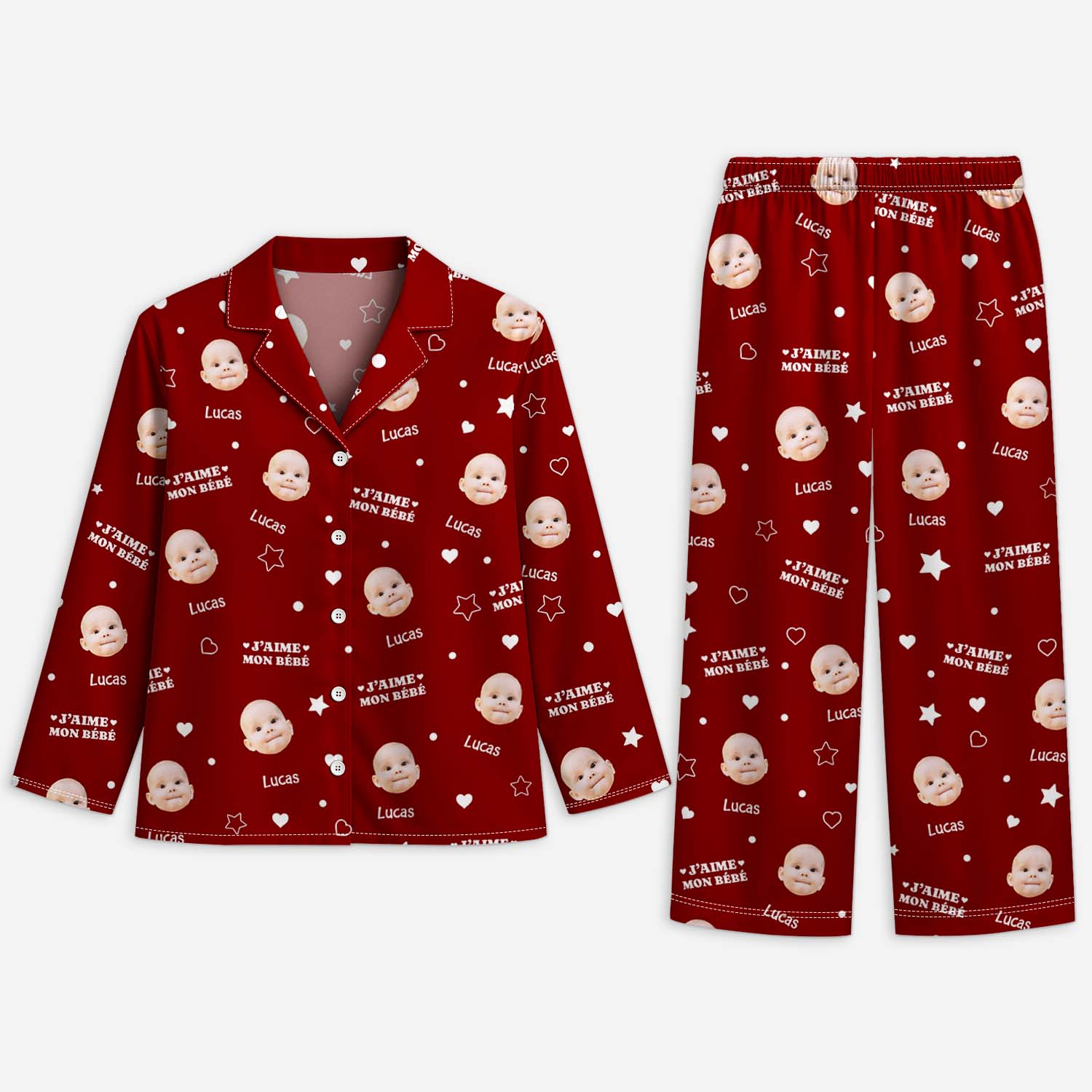6022VFR1 pyjama personnalise maman et papa avec photo j_aime mes bebes 6022v3kna