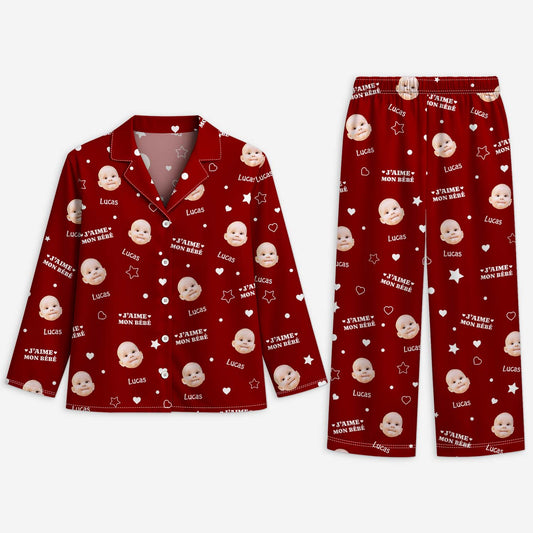 6022VFR1 pyjama personnalise maman et papa avec photo j_aime mes bebes 6022v3kna