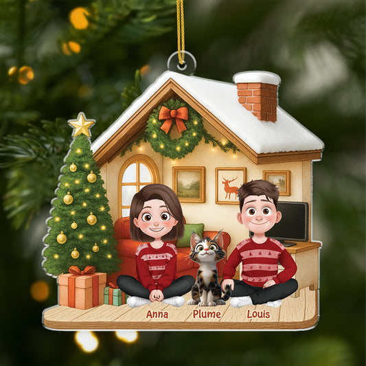 6032OFR1 ornement noel acrylique personnalise couple homosexuel notre chat et nous 6032otzzd