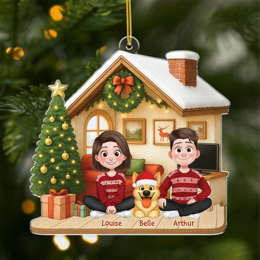 6032OFR1 ornement noel acrylique personnalise couple homosexuel notre chien et nous 6032otzzc