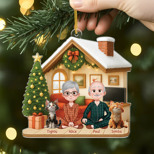 6032OFR2 ornement noel acrylique personnalise couple homosexuel notre chat et nous 6032otzzd