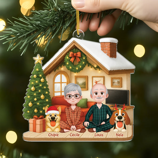 6032OFR2 ornement noel acrylique personnalise couple homosexuel notre chien et nous 6032otzzc