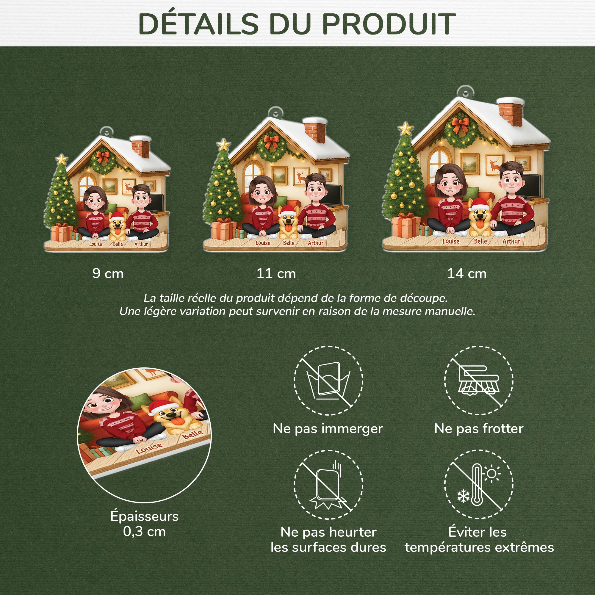 6032OFR3 ornement noel acrylique personnalise couple homosexuel notre chien et nous 6032otzzc