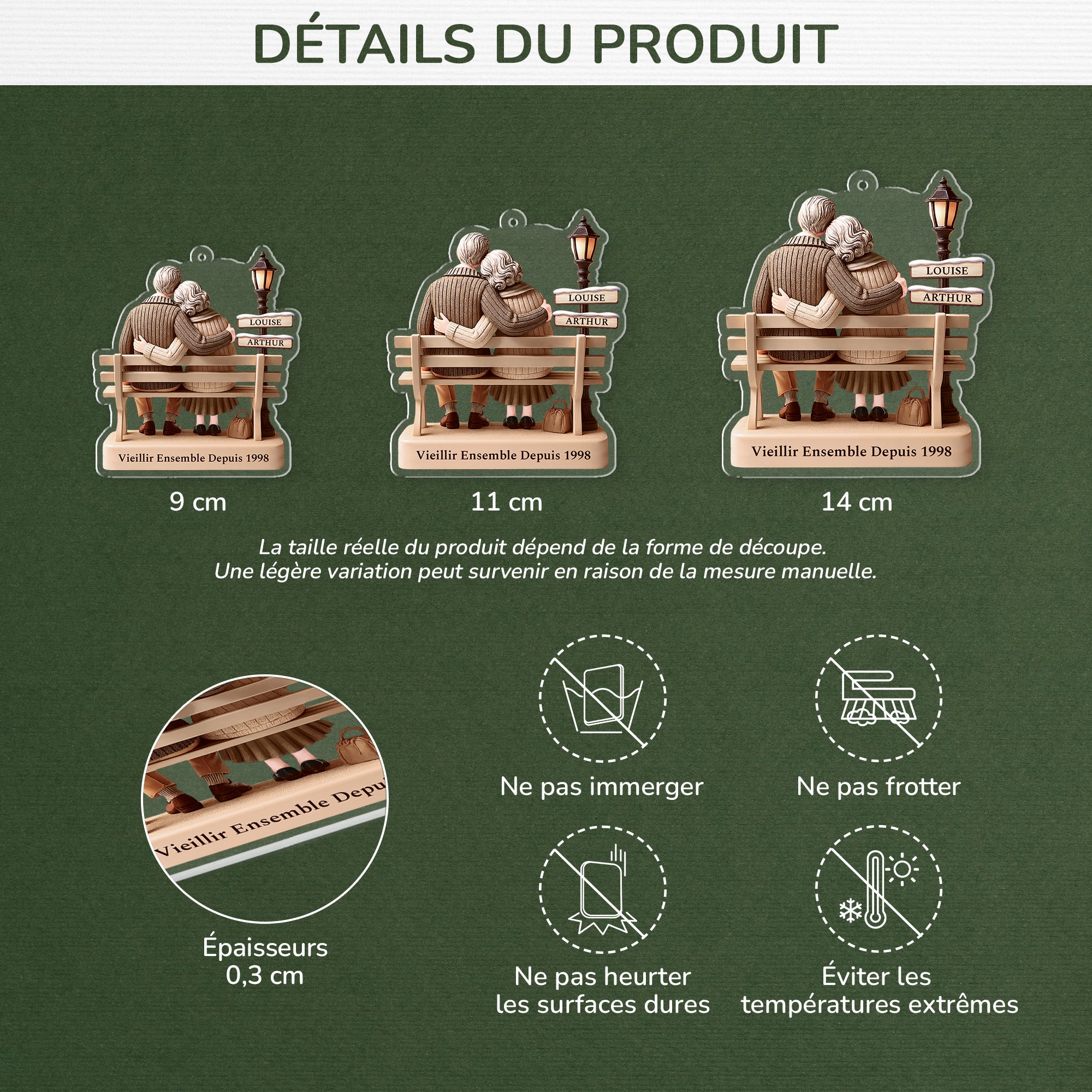 6035OFR3 ornement acrylique personnalise vieillir ensemble couple 6035otlng