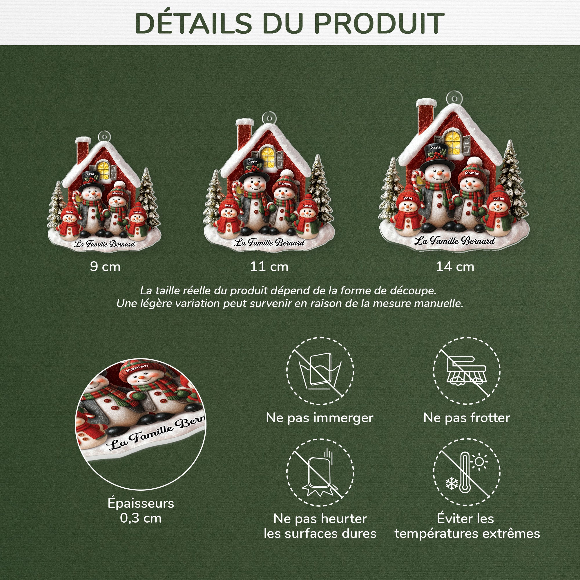 6036OFR3 ornement noel acrylique personnalise famille bonhomme de neige 6036ottmi