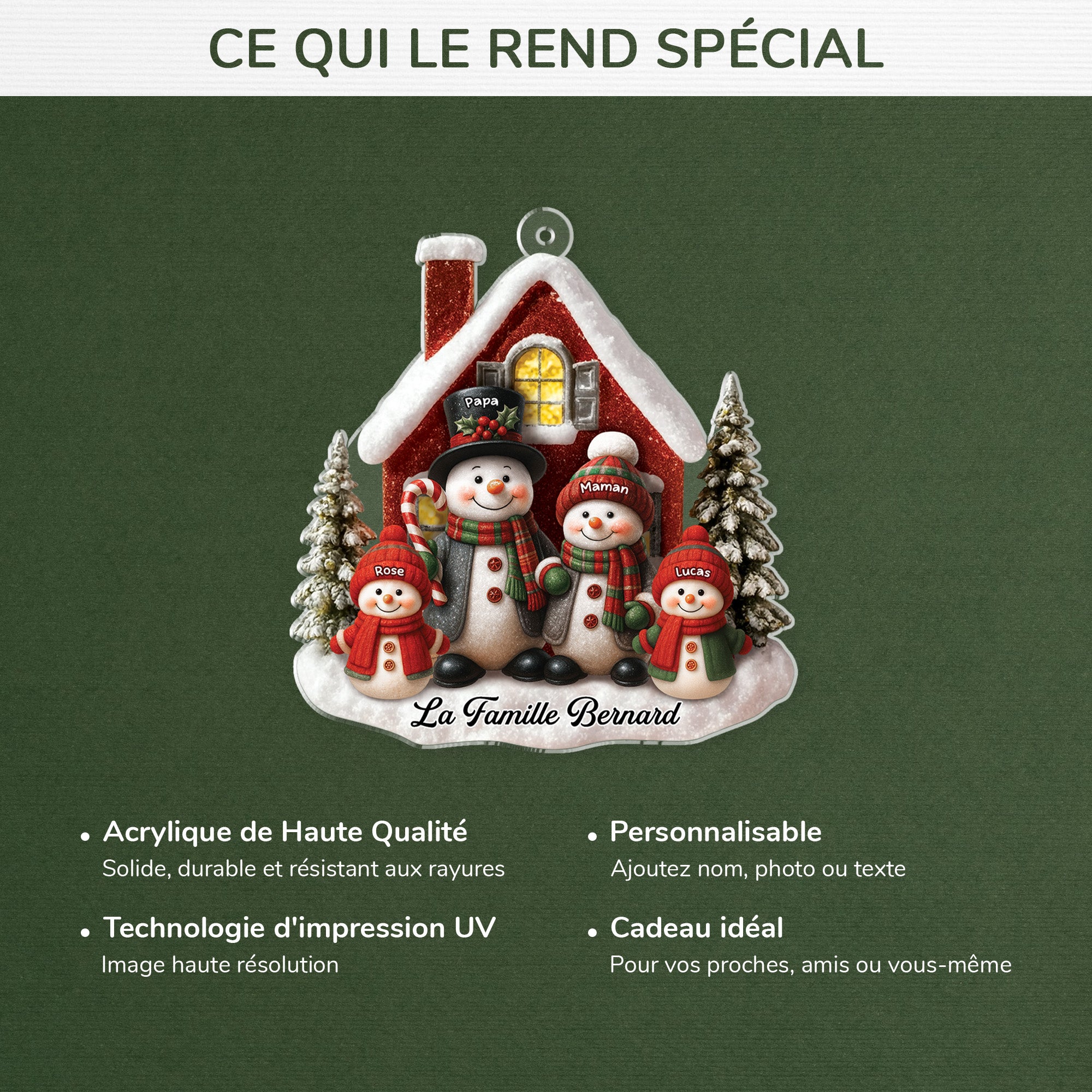 6036OFR4 ornement noel acrylique personnalise famille bonhomme de neige 6036ottmi