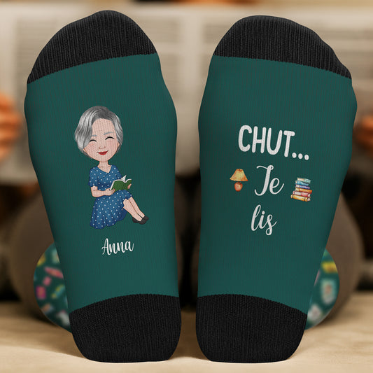 6037JFR2 chaussettes personnalisees femme je lis des livres ne pas deranger 6037j8mta