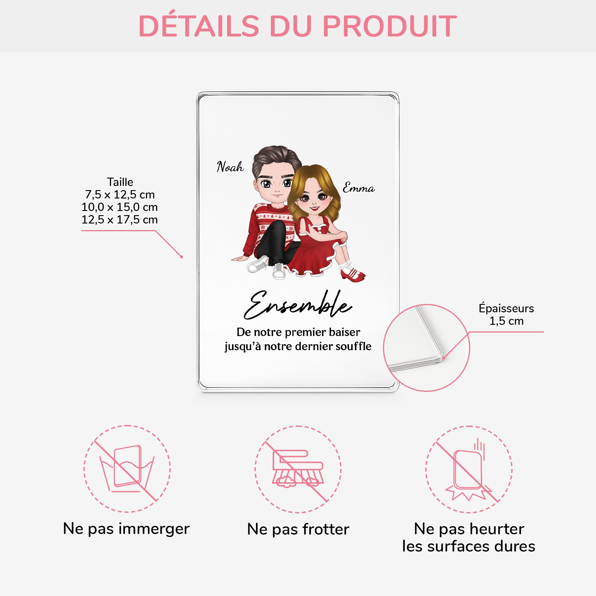 6038RFR3 plaque en acrylique rectangulaire personnalisee ensemble couple 6038rtz5g