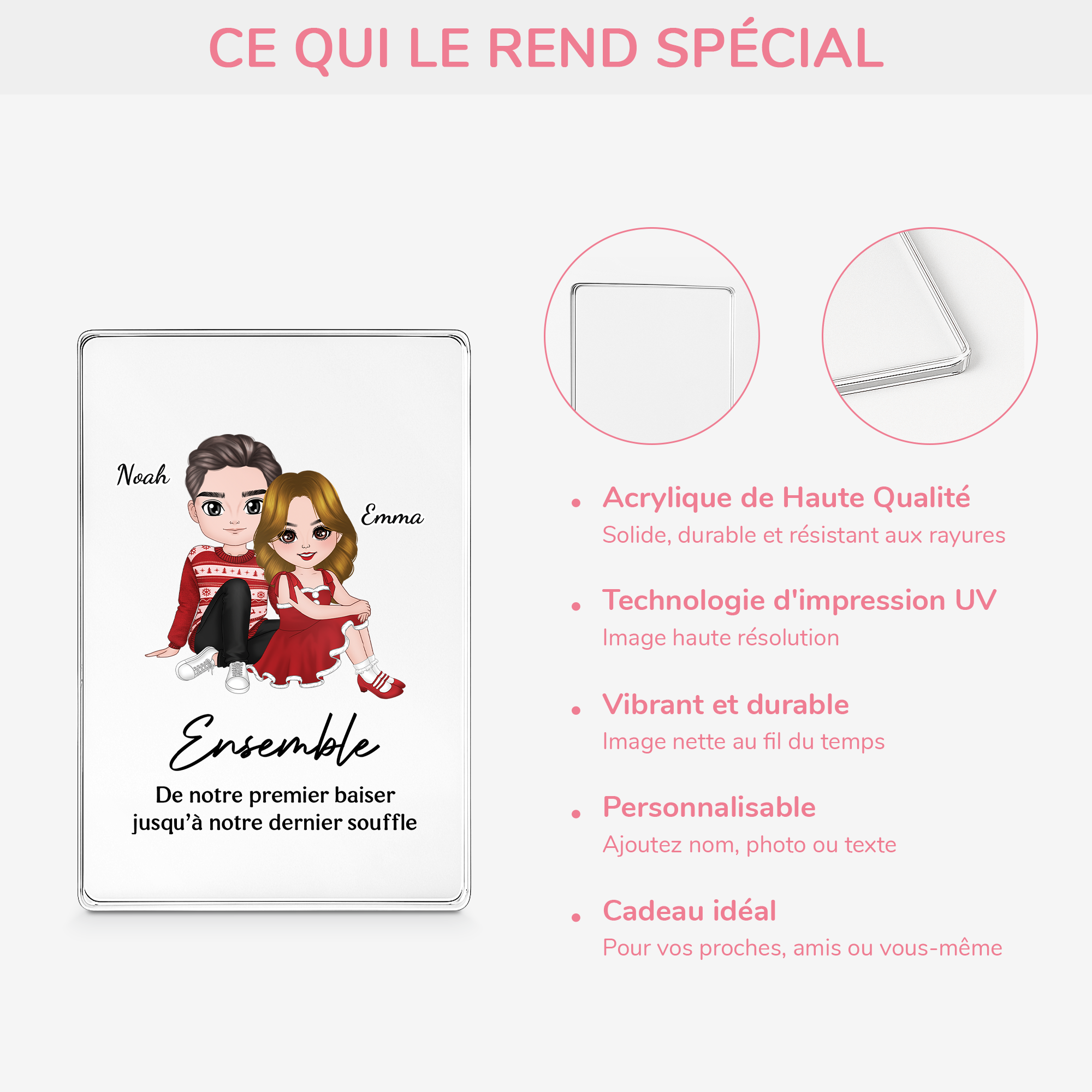 6038RFR4 plaque en acrylique rectangulaire personnalisee ensemble couple 6038rtz5g