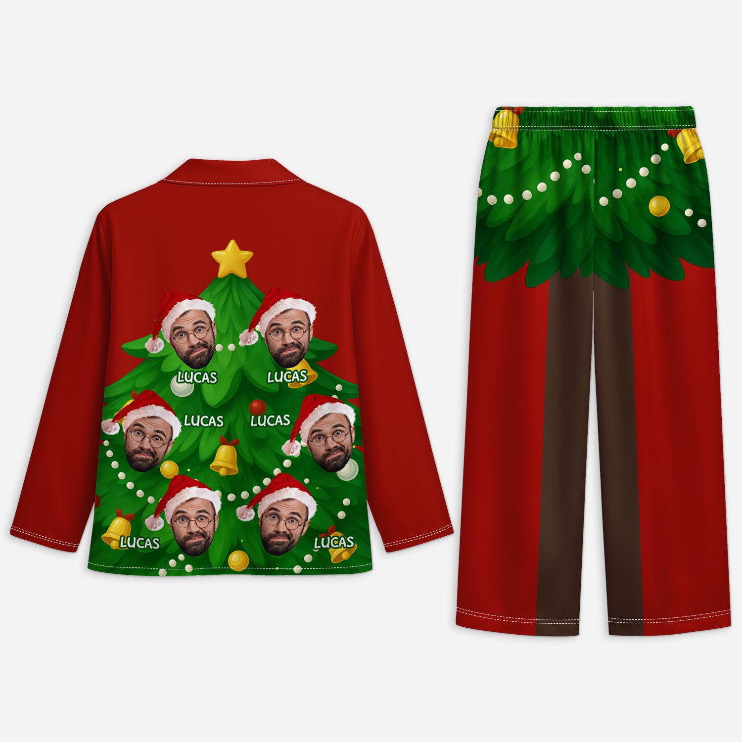 6054VFR2 pyjama personnalise avec photo pour femme et homme sapin de noel drole 6054vkhnb