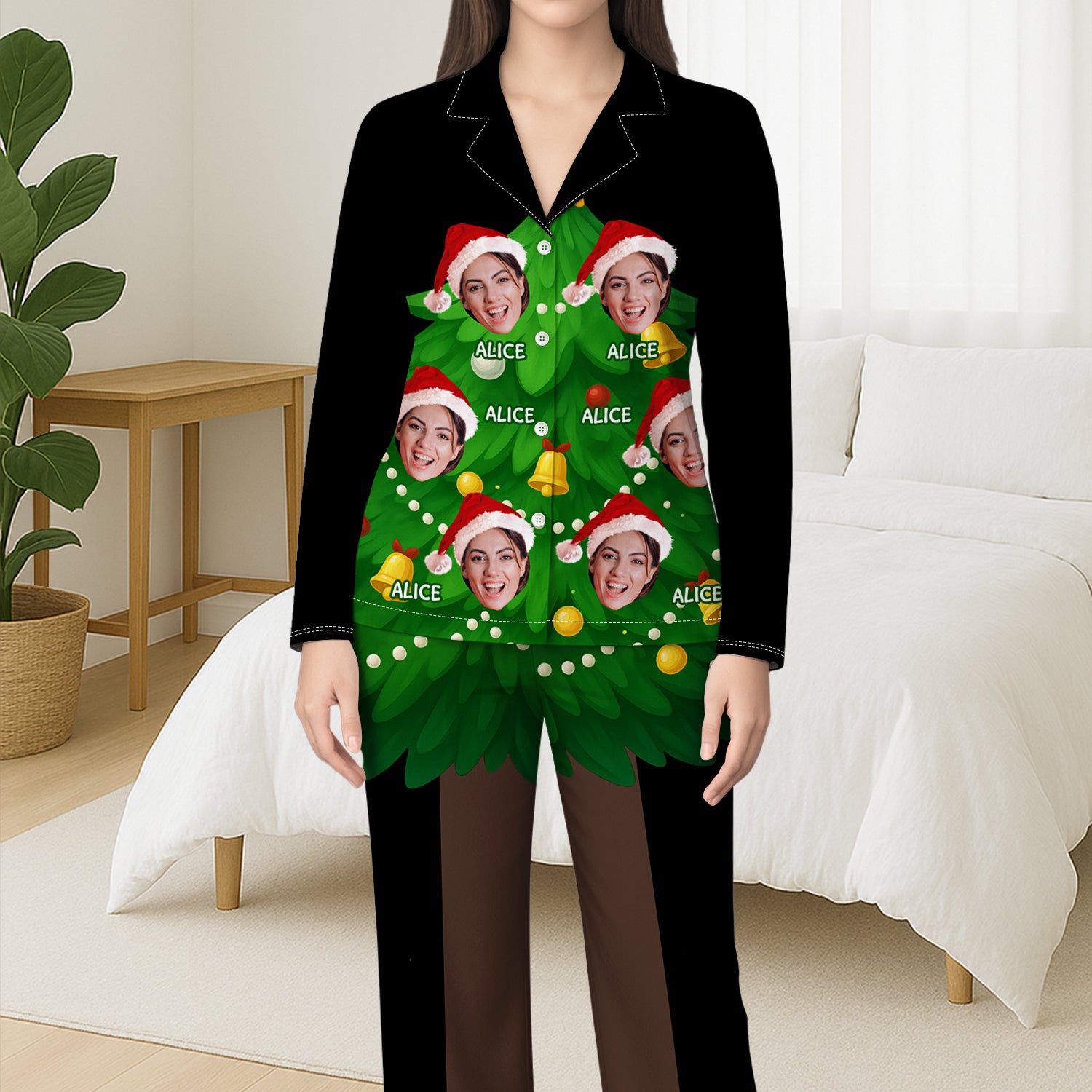6054VFR3 pyjama personnalise avec photo pour femme et homme sapin de noel drole 6054vkhnb