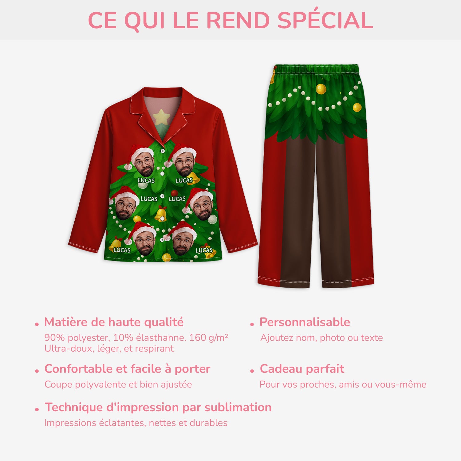 6054VFR5 pyjama personnalise avec photo pour femme et homme sapin de noel drole 6054vkhnb