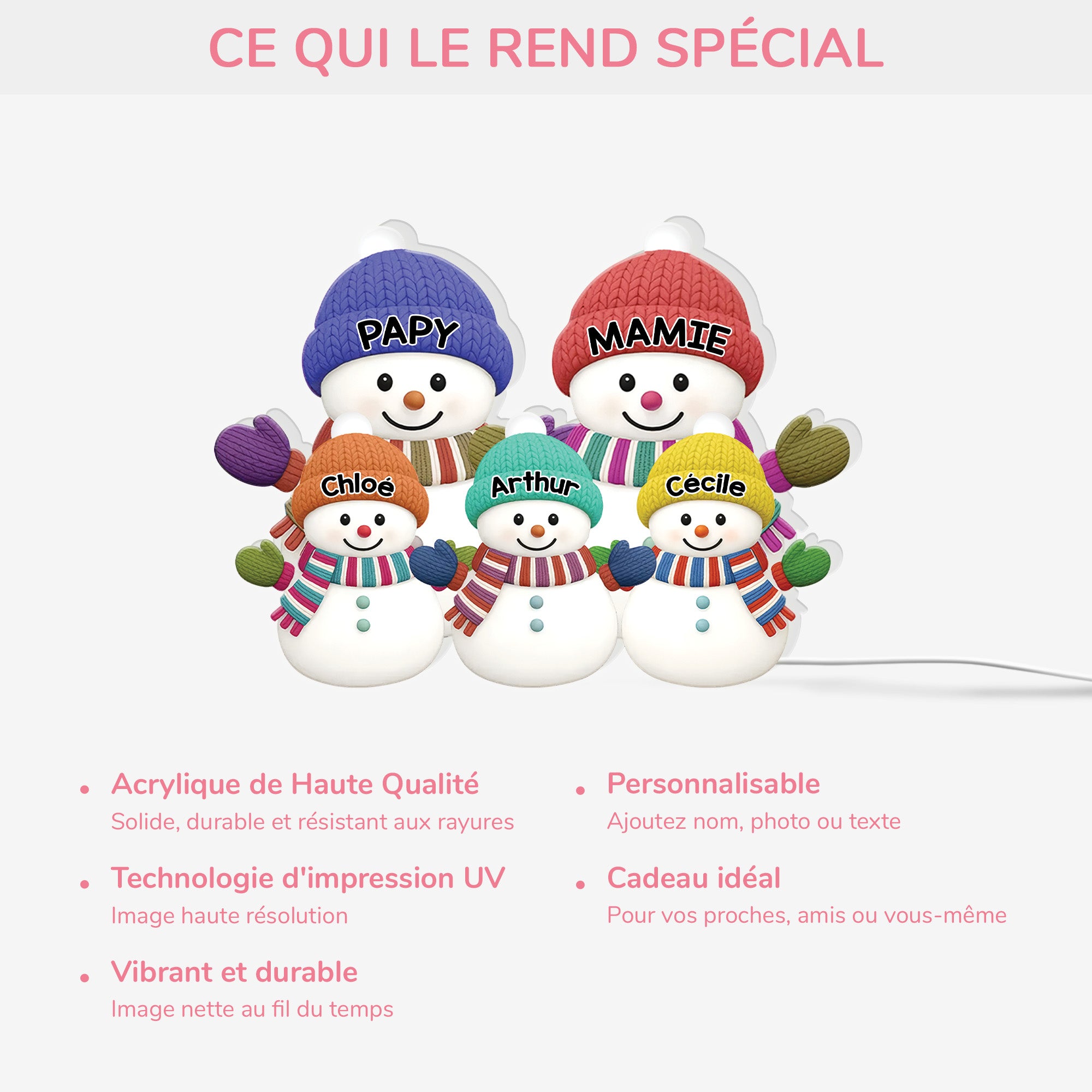 6056LFR4 lightbox personnalisable noel famille ensemble bonhomme de neige 6056l3q5a