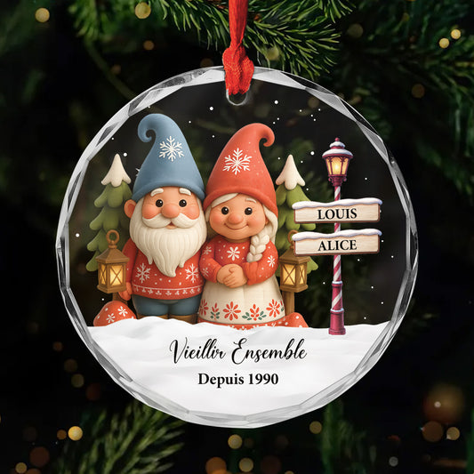 6059OFR1 ornement noel en verre personnalise vieillir ensemble couple 6059okq5g