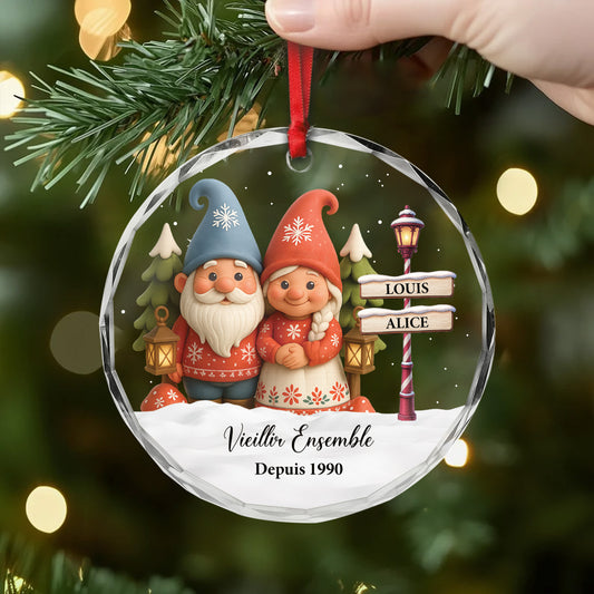 6059OFR2 ornement noel en verre personnalise vieillir ensemble couple 6059okq5g