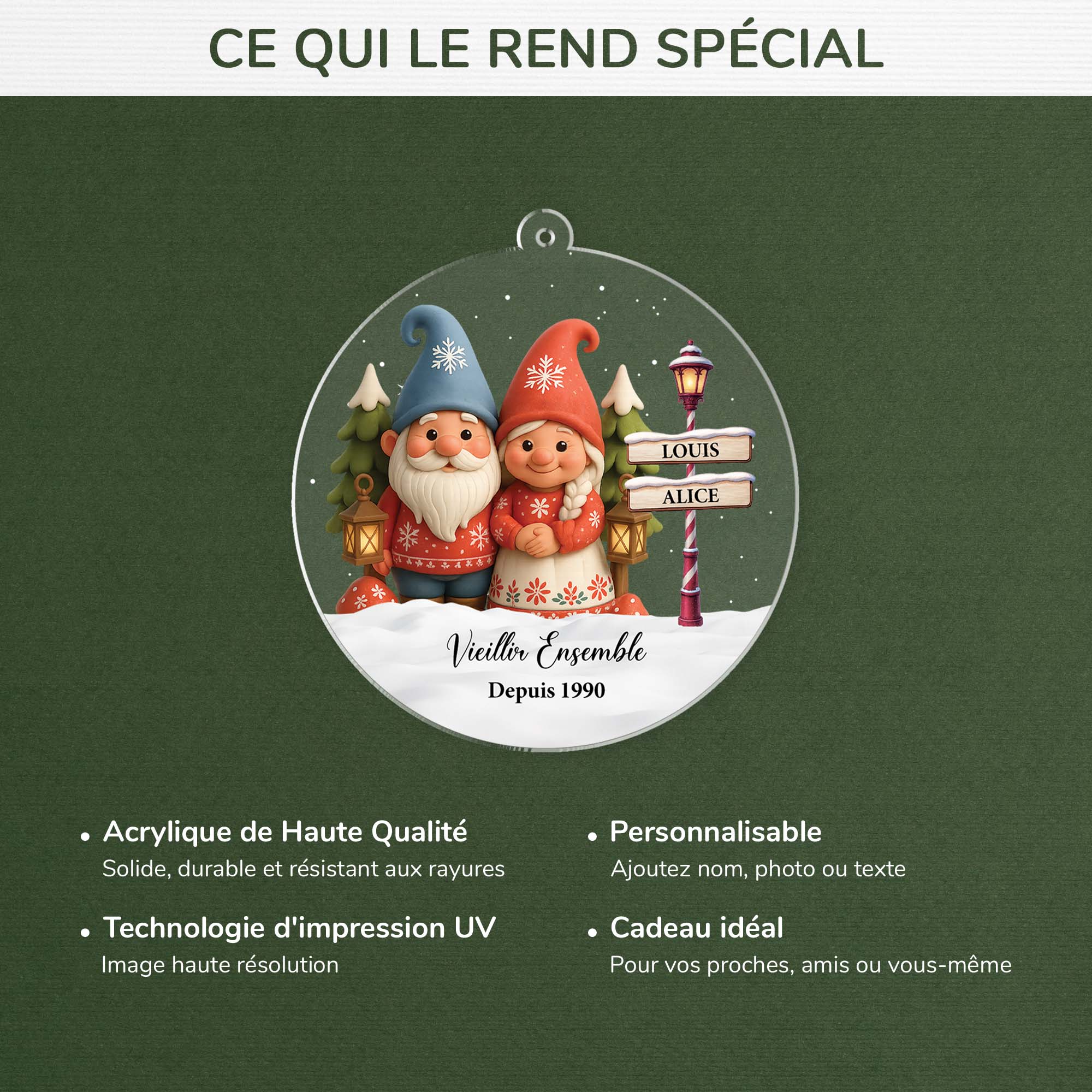 6059OFR4 ornement noel acrylique personnalise vieillir ensemble couple 6059okq5g