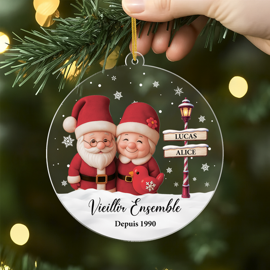 6070OFR2 ornement noel acrylique personnalise pour couple vieillir ensemble 6070okt5g