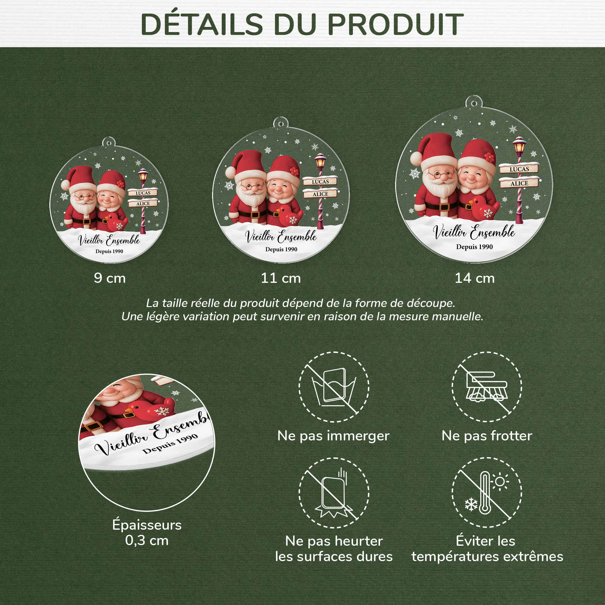 6070OFR3 ornement noel acrylique personnalise pour couple vieillir ensemble 6070okt5g