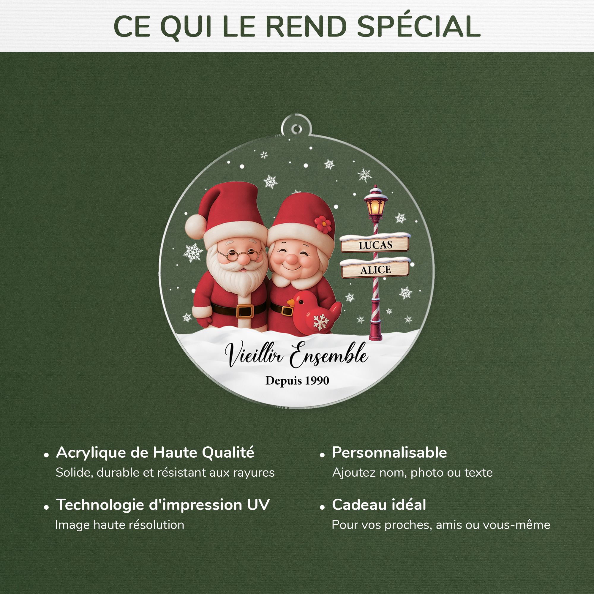 6070OFR4 ornement noel acrylique personnalise pour couple vieillir ensemble 6070okt5g