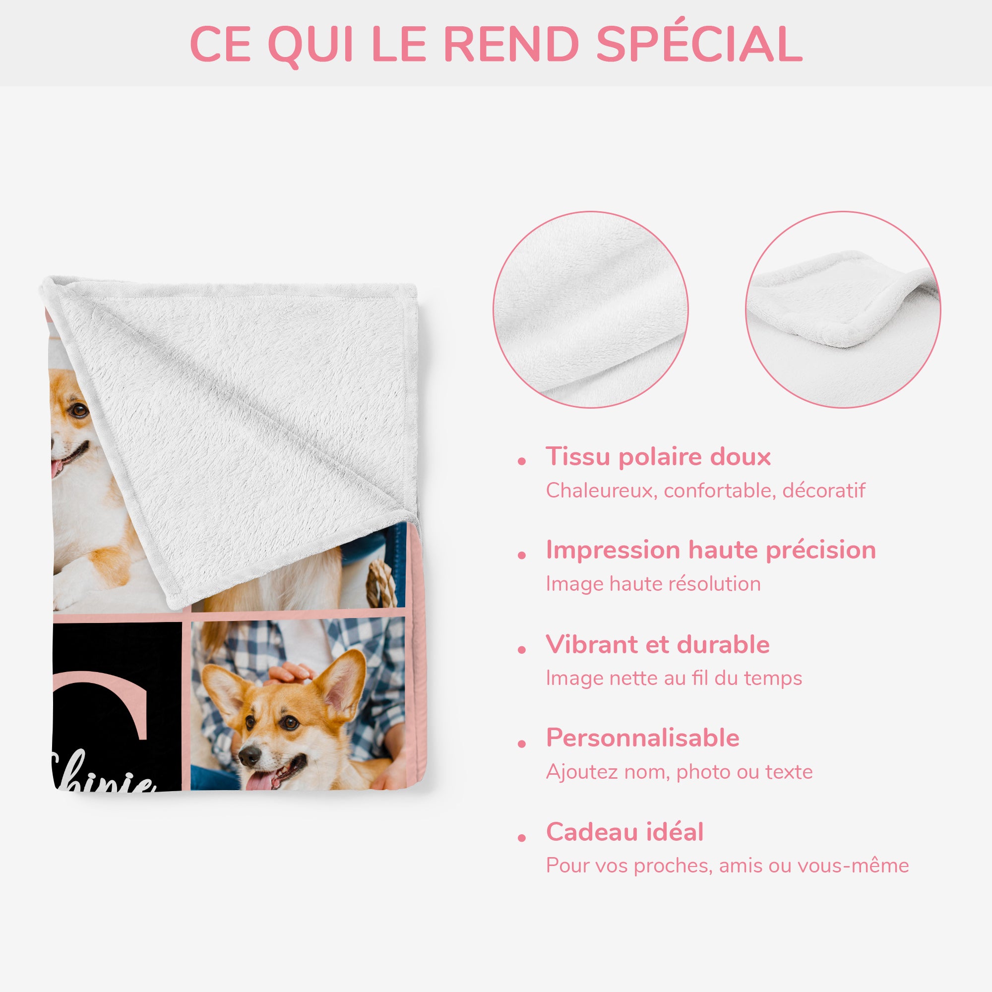 6072BFR4 plaid personnalise photo cadeau pour personne qui aime les chats et chiens 6072b6vcc