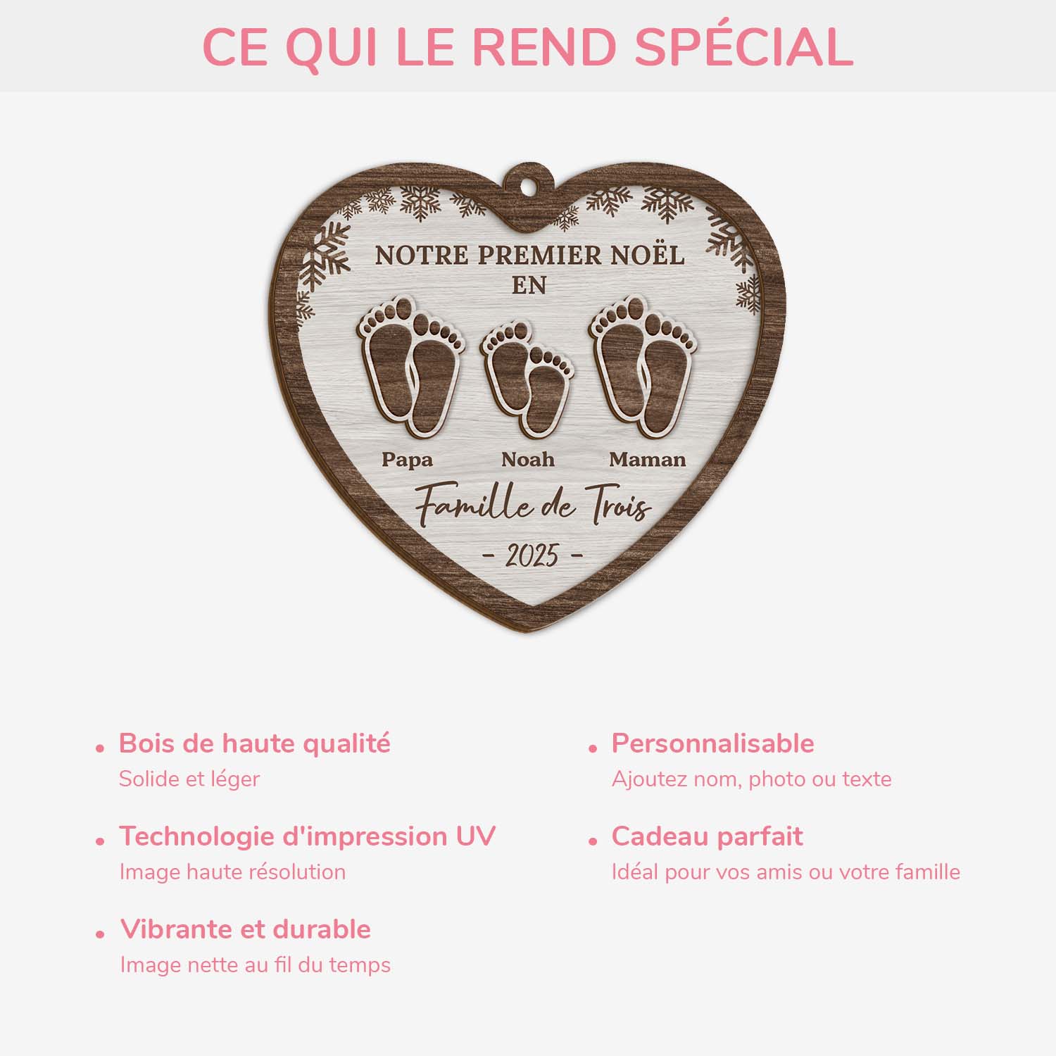 6076OFR4 ornement en bois a 2 couches personnalise premier noel de notre famille 6076o6mni