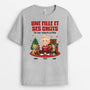 6084AFR2 t shirt personnalise noel une fill et son chat 6084atmcd