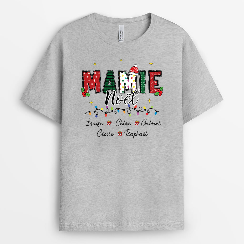 6086AFR2 t shirt personnalise papy mamie noel 6086atqmb
