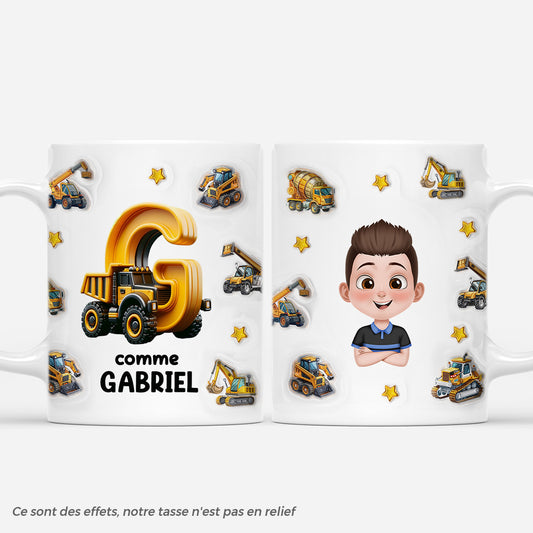 6088MFR1 camion de construction mug personnalise pour enfant 6088m3tzk