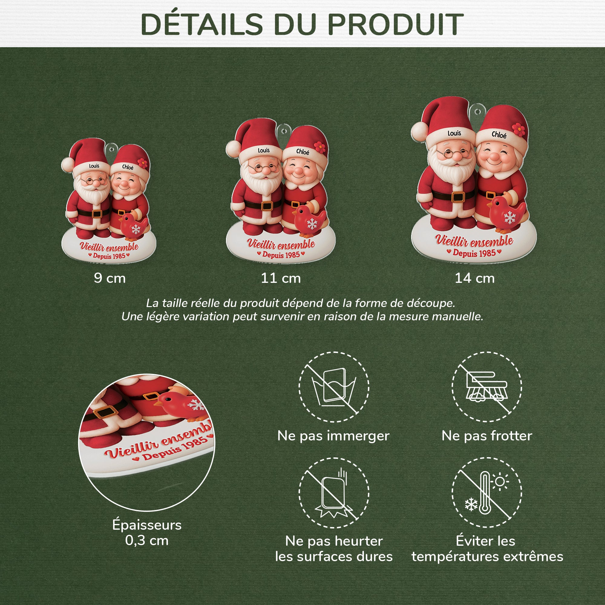 6093OFR3 effet dimpression 3d ornement acrylique personnalise couple vieillir ensemble depuis 6093okmcg