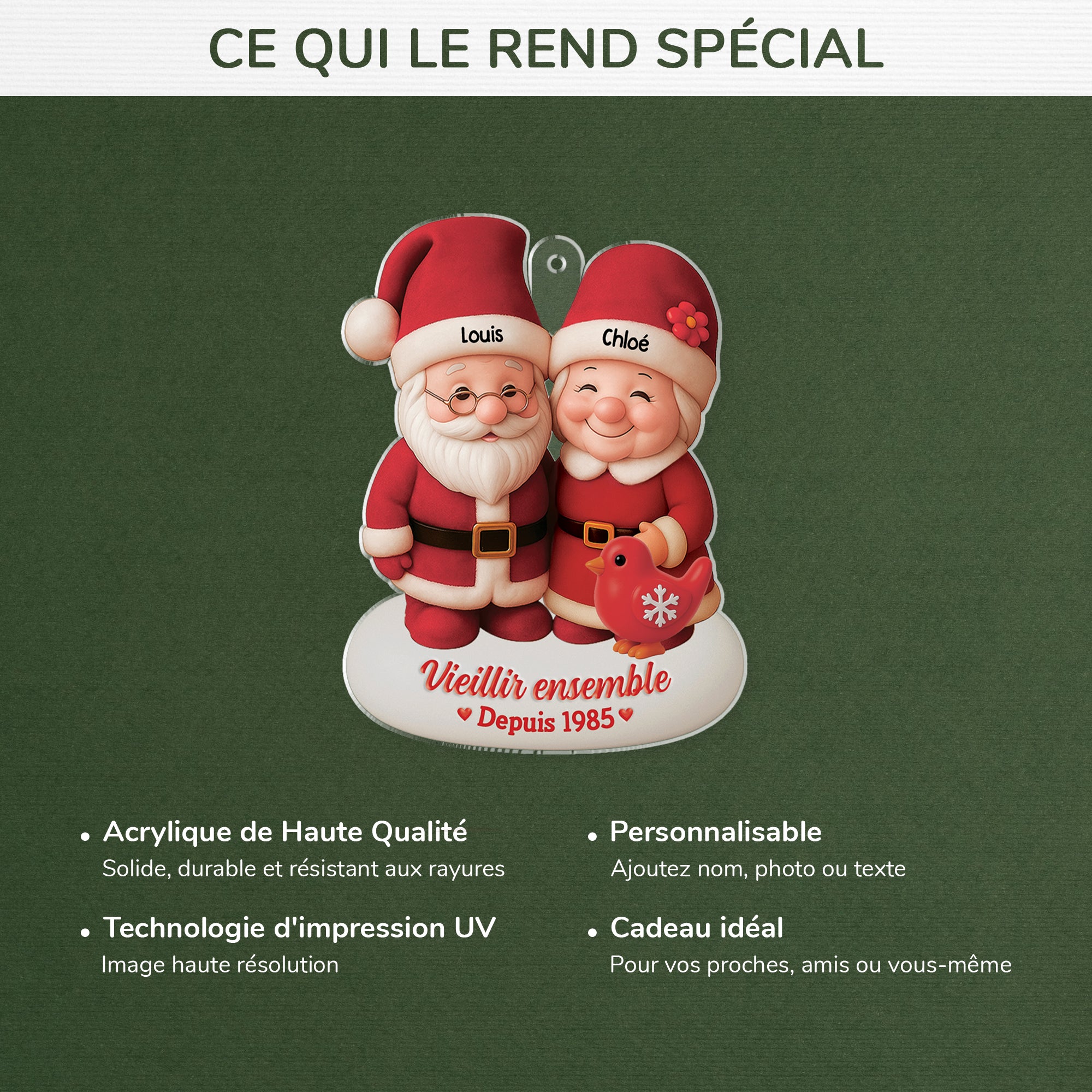 6093OFR4 effet dimpression 3d ornement acrylique personnalise couple vieillir ensemble depuis 6093okmcg