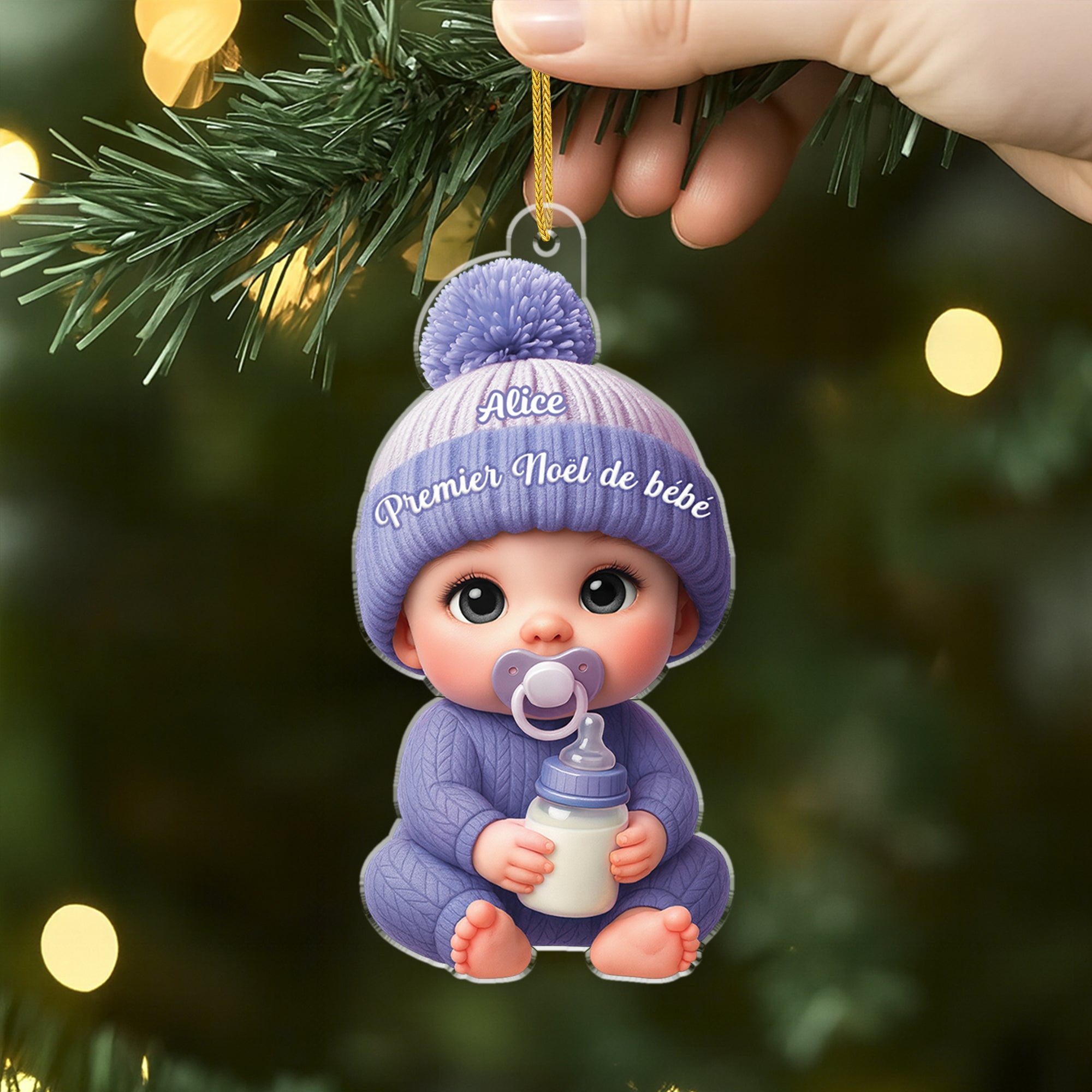 6097OFR2 effet dimpression 3d ornement acrylique personnalise cadeau pour premier noel bebe 6097o8qzk