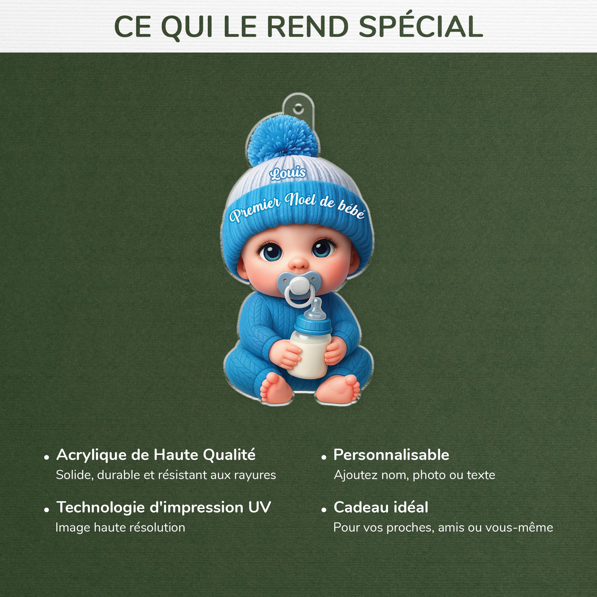 6097OFR4 effet dimpression 3d ornement acrylique personnalise cadeau pour premier noel bebe 6097o8qzk
