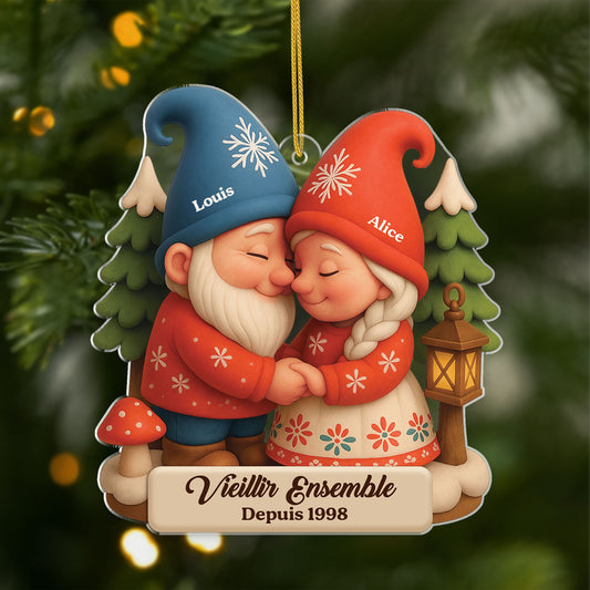 6102OFR1 effet dimpression 3d ornement noel acrylique personnalise vieillir ensemble couple gnome 6102o8v5g